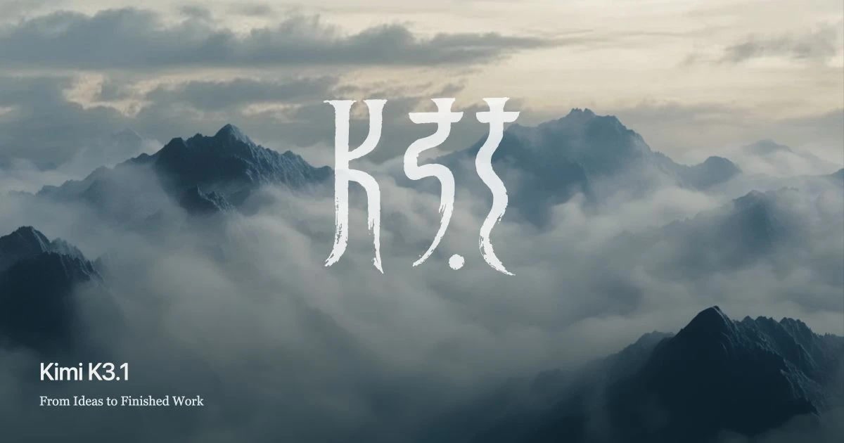 Kimi announcement graphic with the words Kimi K3.1 Pro and Advancing Open Intelligence beside a crescent moon